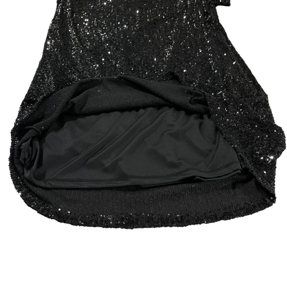 Cable & Gauge Black Sequined Beaded Short Sleeve Lined Dress Size L NWT New - Picture 9 of 12
